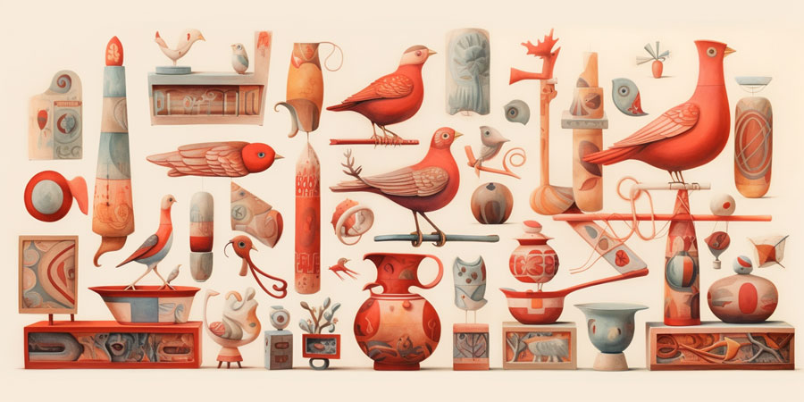 bird and ceramic illustrations